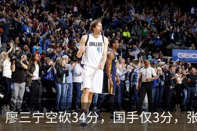 廖三宁空砍34分，国手仅3分，张镇麟28分大胜对手